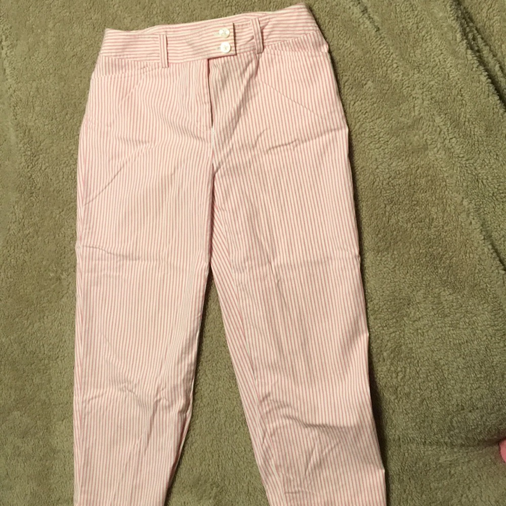Pink & White Striped Capri Pants